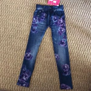 Purple Floral Girls Jeggings